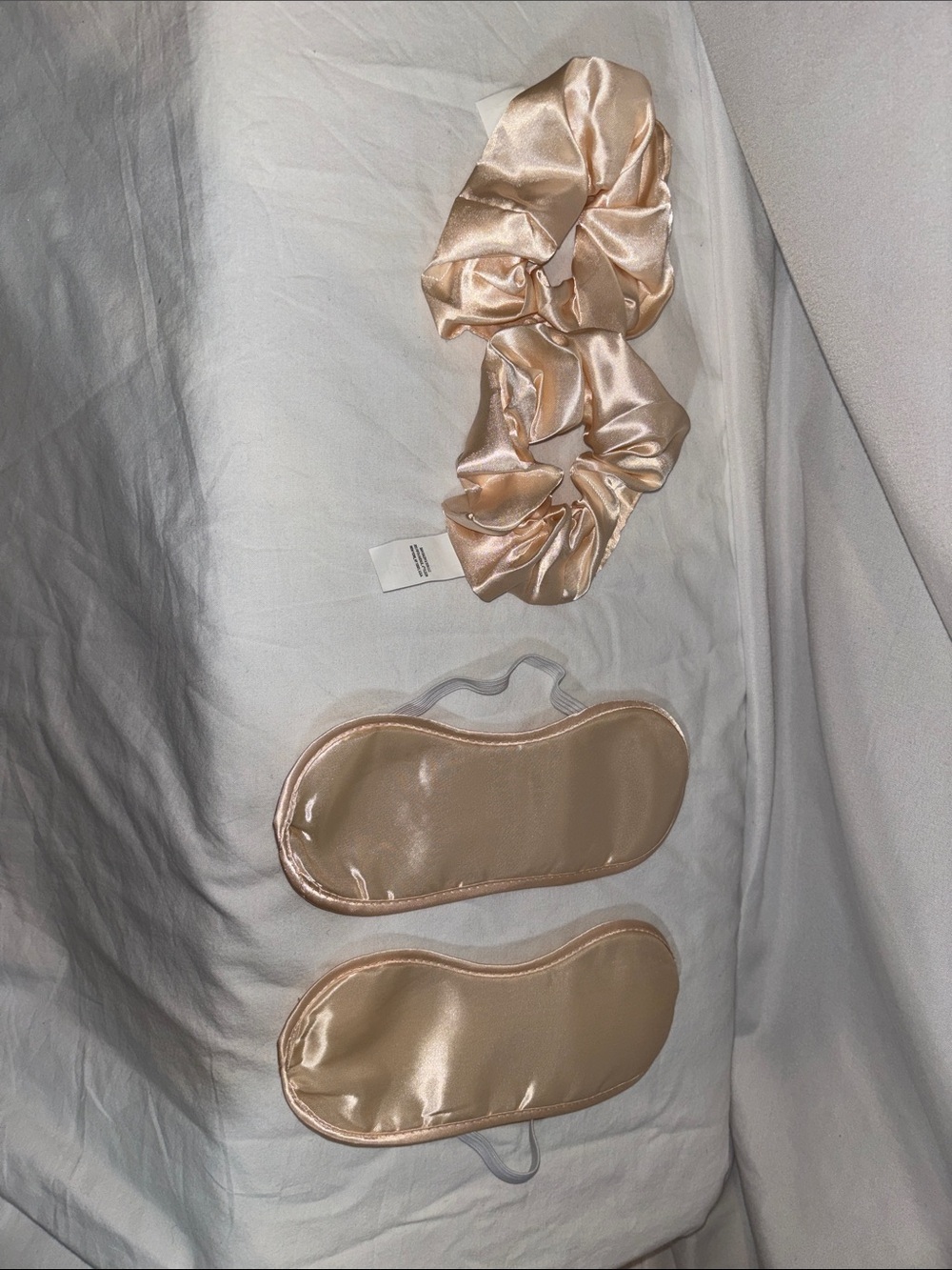 Satin Champagne Sleep Mask Duo with Matching Scrunchie
